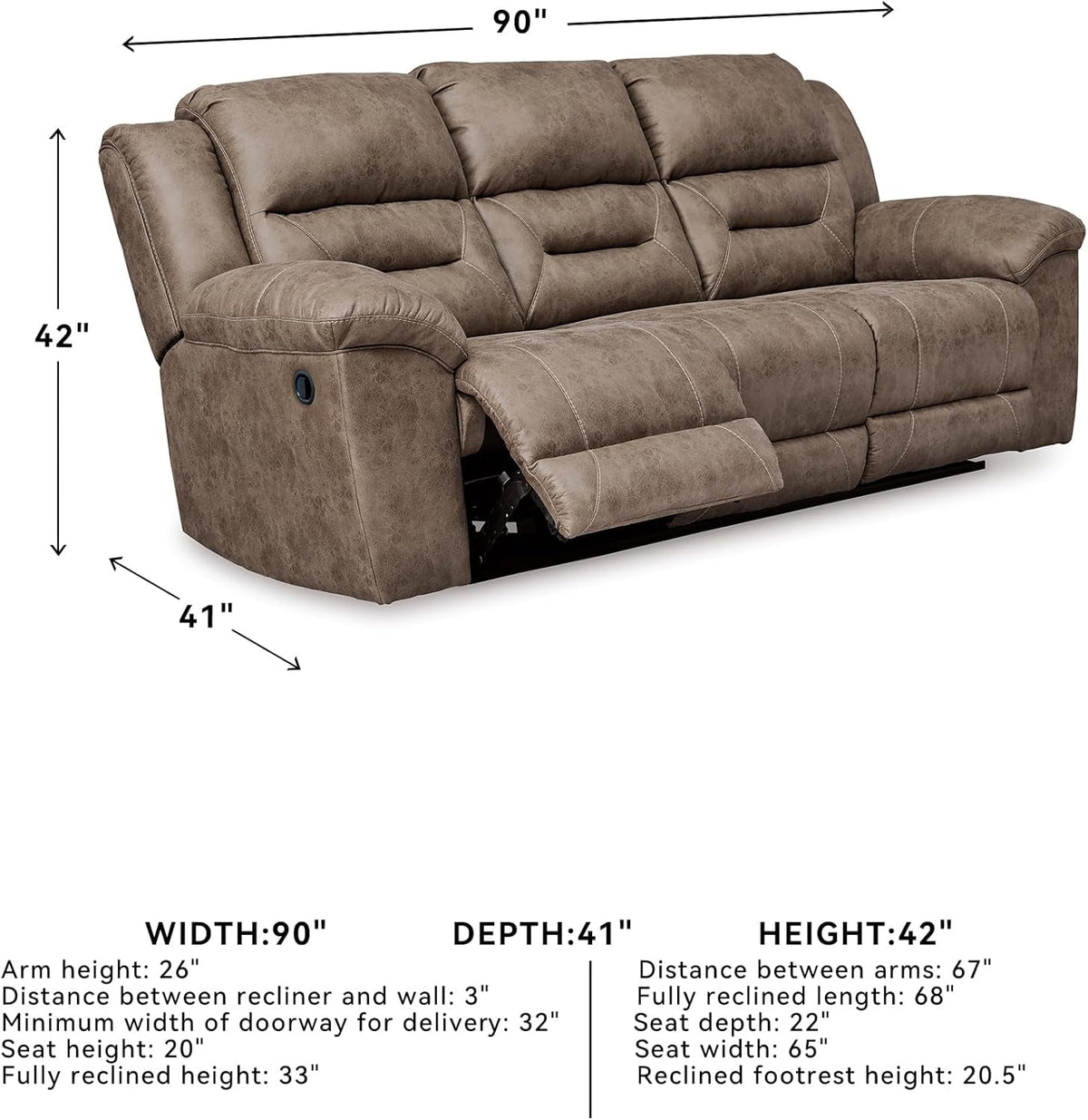 Stoneland NinetyInch DualSided Reclining Living Room Sofa ShipItFurniture