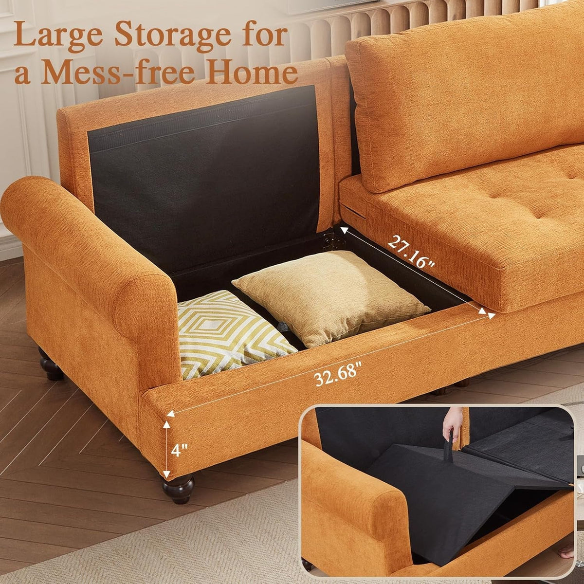 81-Inch Ginger Sofa Modern Upholstered Living Room ShipItFurniture