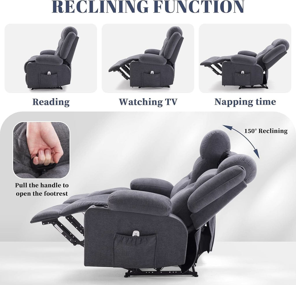 Grey Recliner Sofa With Therapeutic Massage Experience ShipItFurniture