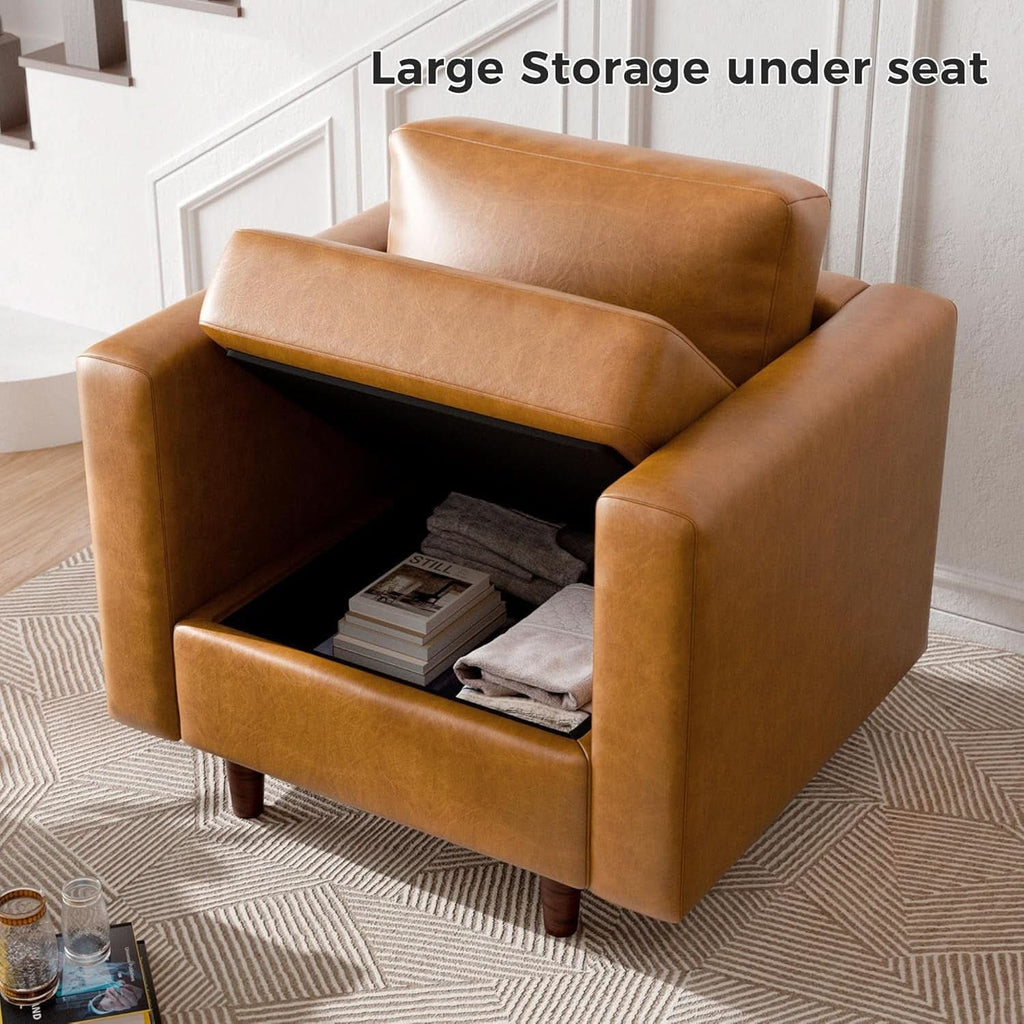 Brown Oversized Reading Armchair With Hidden Storage ShipItFurniture