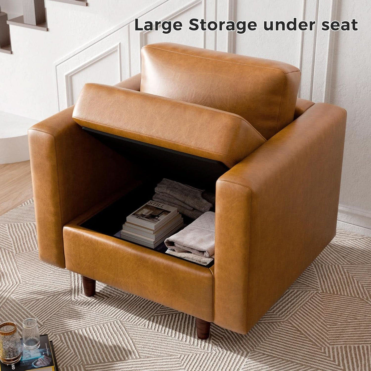Brown Oversized Reading Armchair With Hidden Storage ShipItFurniture