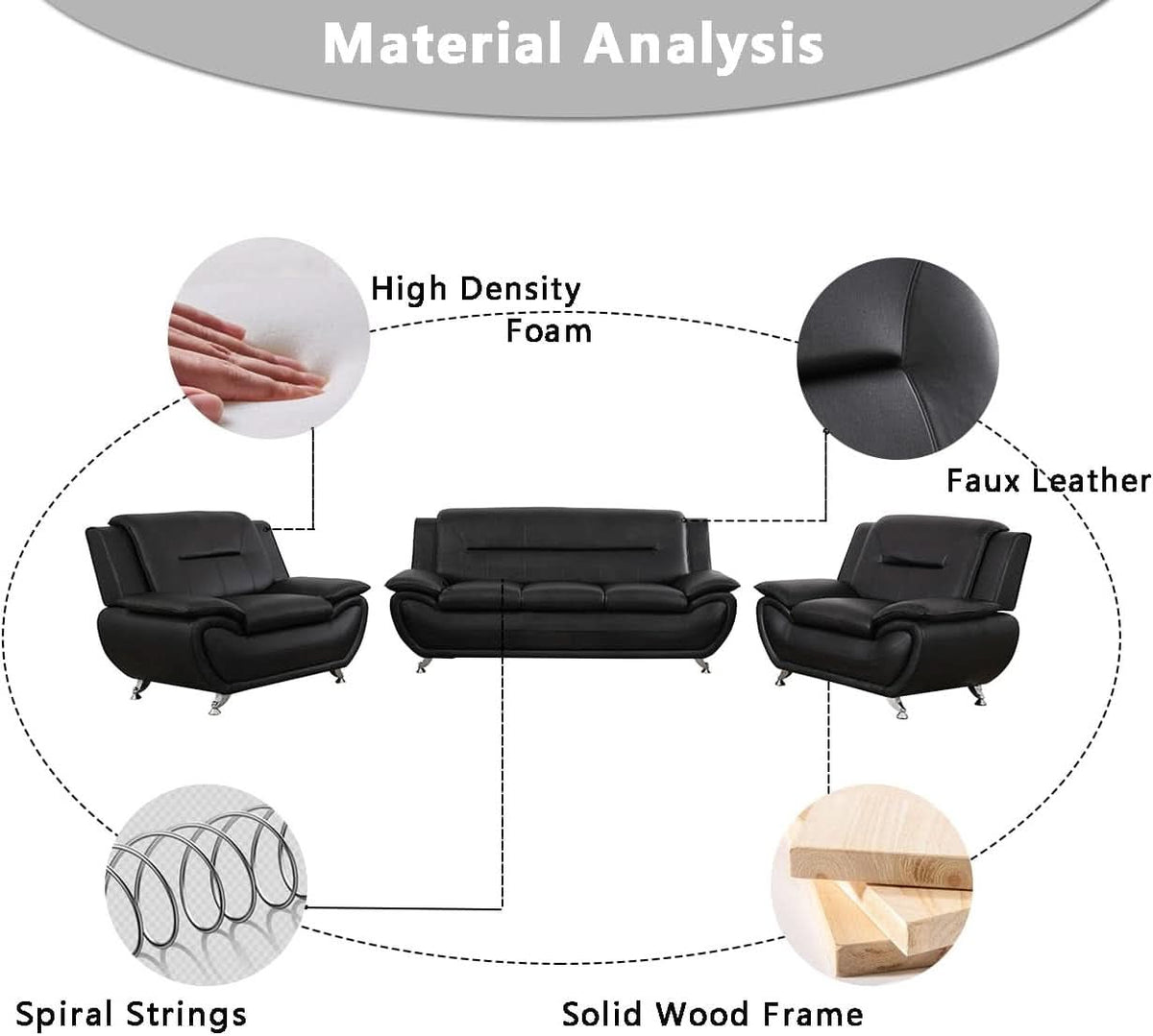 Leather Couches For Living Room Black Sofa And Loveseat Set ShipItFurniture