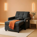 Dark Gray Sleeper Chair Bed Three In One Convertible Modern Linen Fabric Sofa ShipItFurniture
