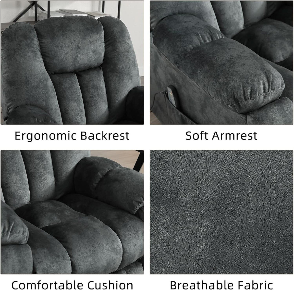 Grey Extra Wide Loveseat Recliner Sofa For Two Cup Holders ShipItFurniture