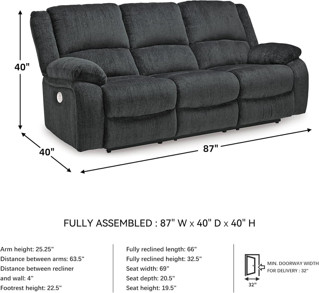 Draycoll Contemporary Manual Reclining Sofa Dark Gray ShipItFurniture
