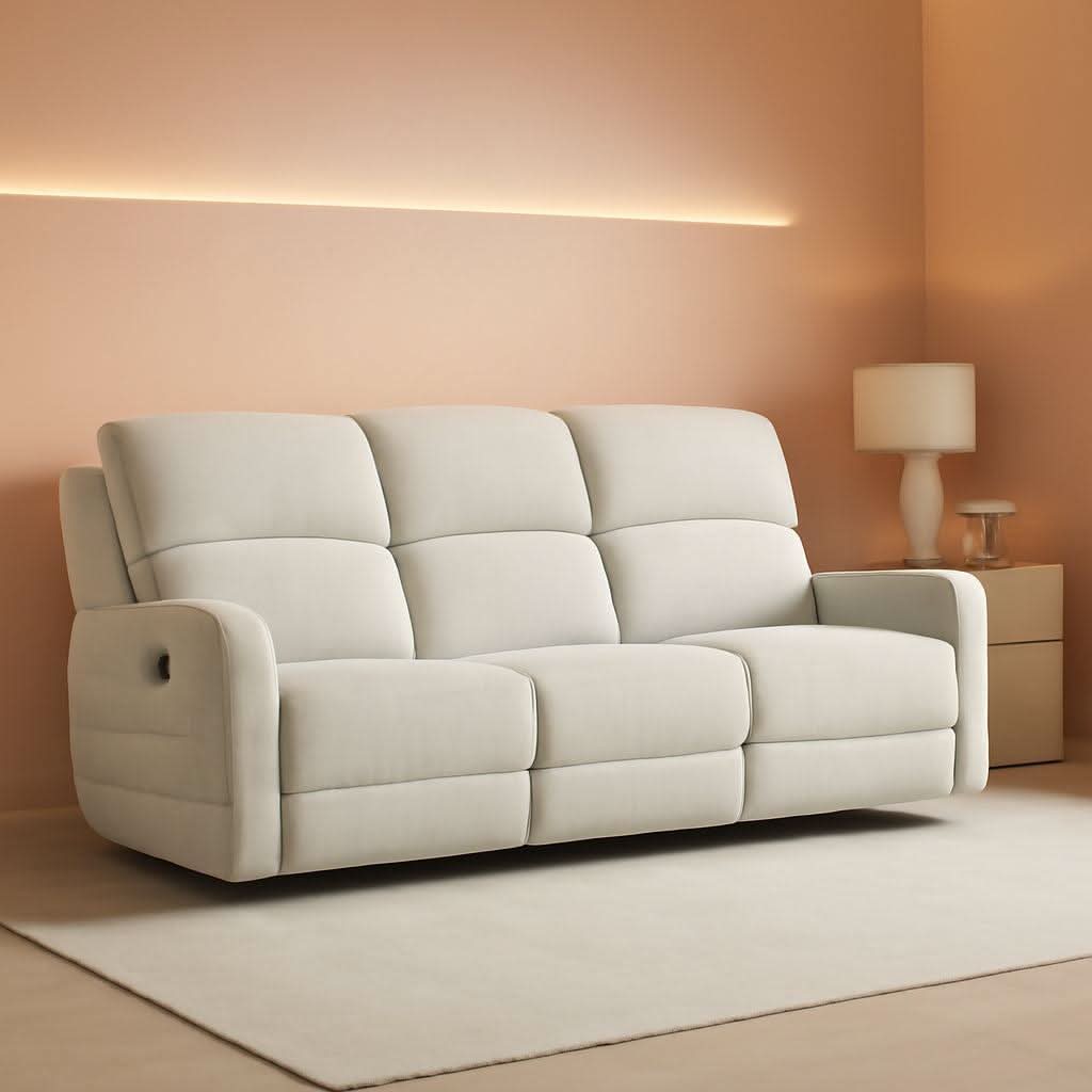 Manual Reclining Three Seat Upholstered Fabric Sofa ShipItFurniture