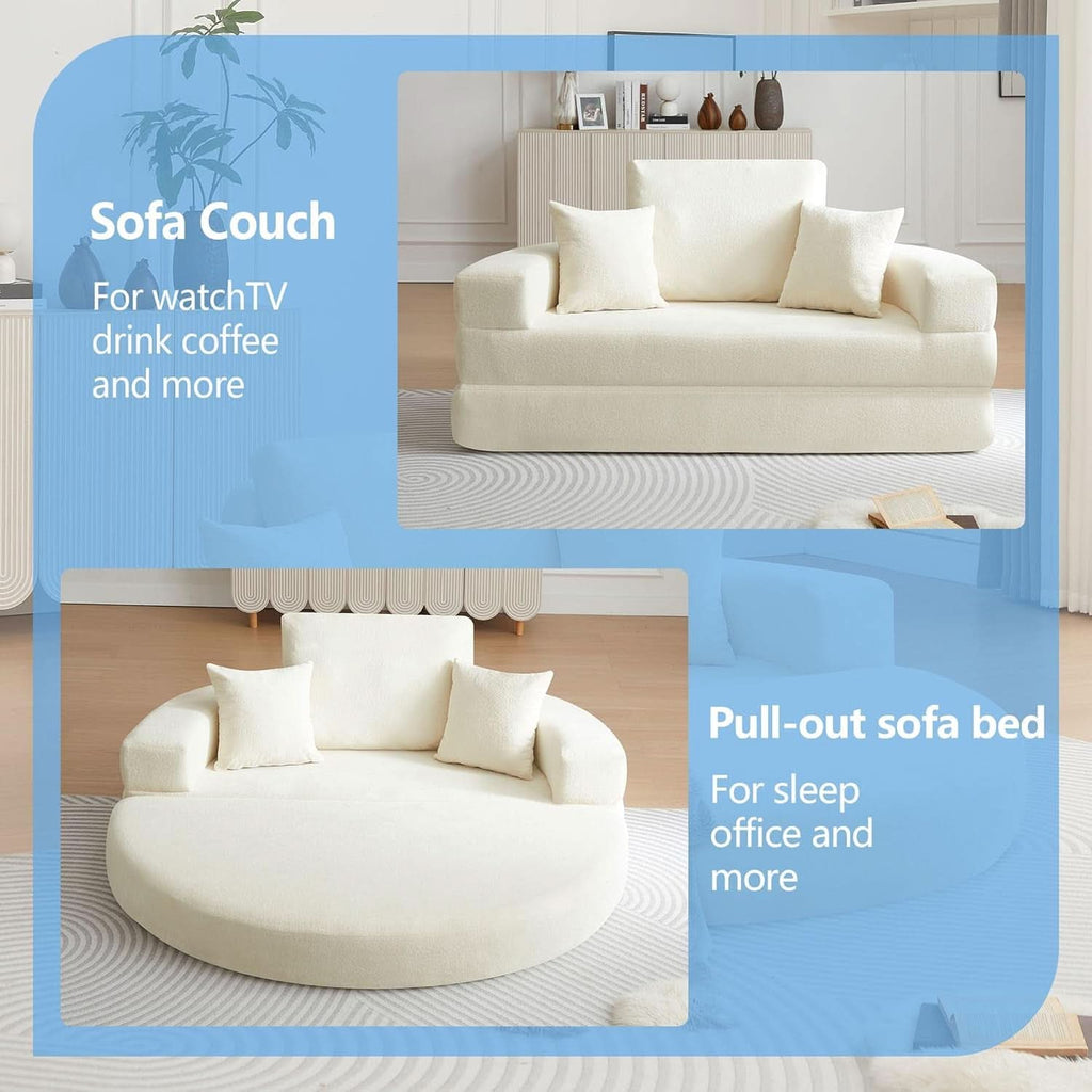 Beige 71Inch Convertible Sleeper Sofa Bed Upholstered ShipItFurniture