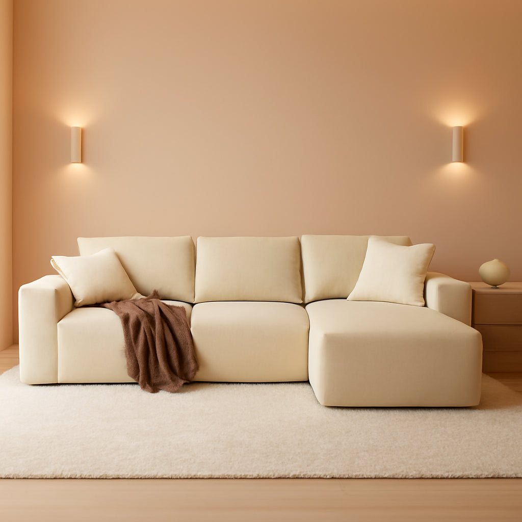 136Inch Modular L Shaped Sectional Sofa BeigeBoucle ShipItFurniture