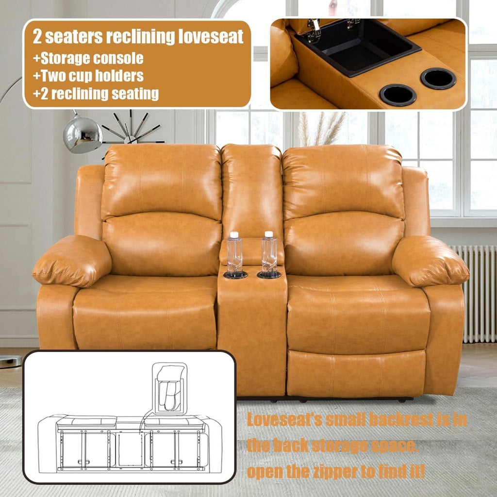 Ginger Faux Leather Reclining Sofa and Loveseat Set ShipItFurniture
