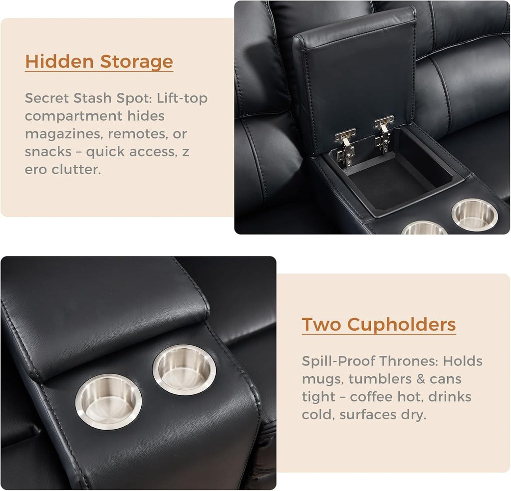 Black Motorized Reclining Sectional Sofa Featuring LED ShipItFurniture