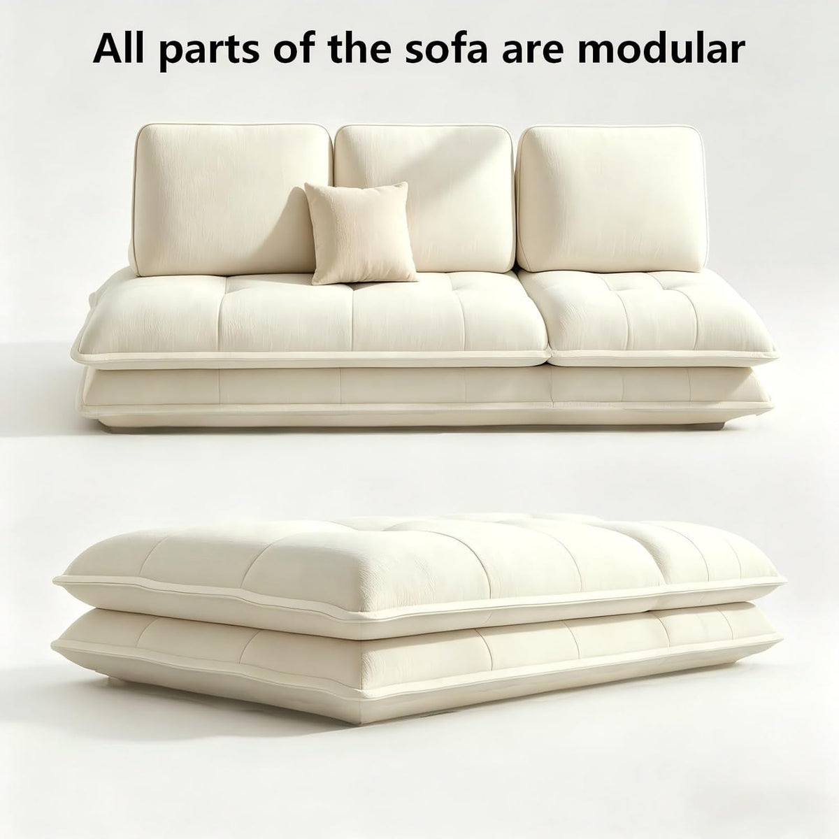 Beige Microfiber Sectional Sofa Daybed With Ottoman ShipItFurniture