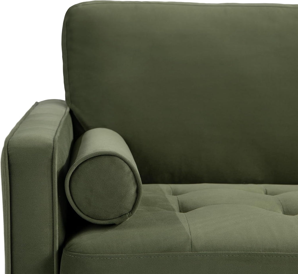 Olive Green Velvet Upholstered Sofa With PocketCoil ShipItFurniture