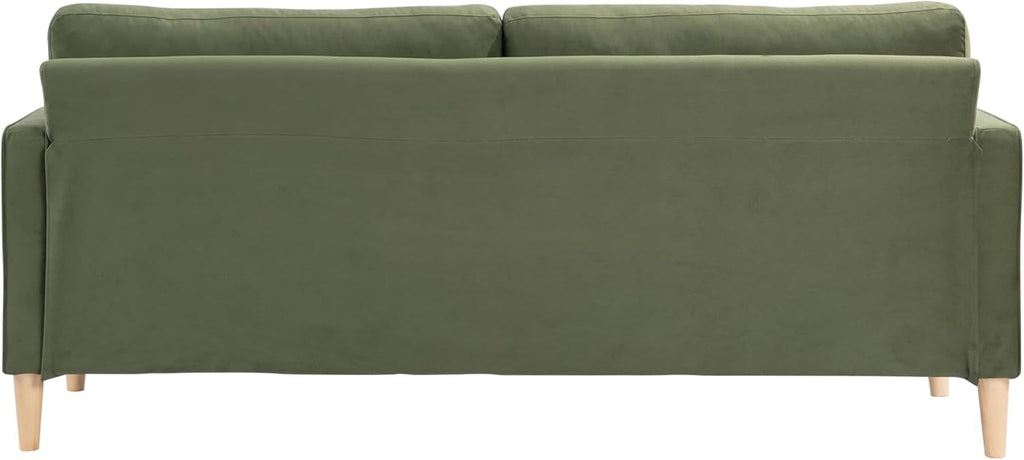 Olive Green Velvet Upholstered Sofa With PocketCoil ShipItFurniture