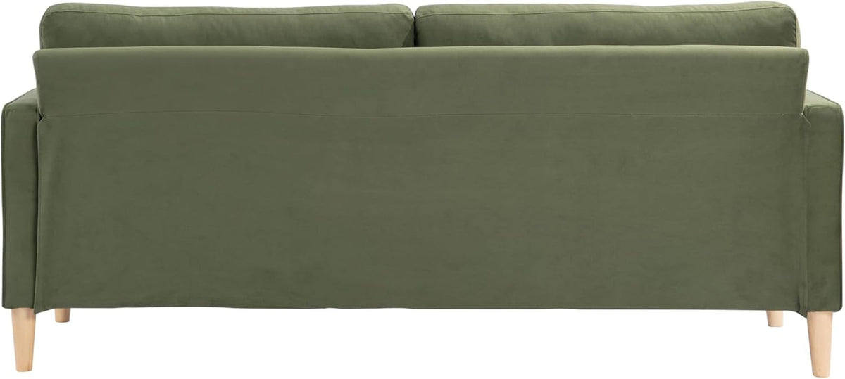 Olive Green Velvet Upholstered Sofa With PocketCoil ShipItFurniture