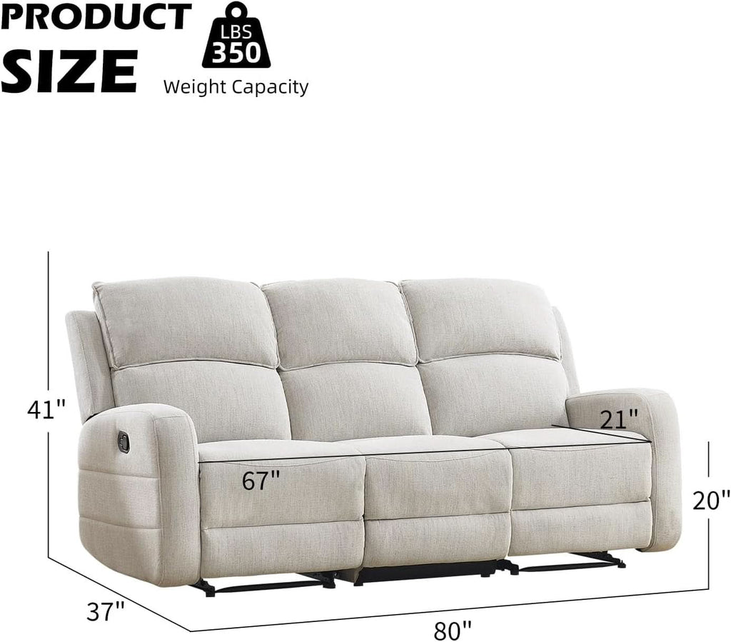 Manual Reclining Three Seat Upholstered Fabric Sofa ShipItFurniture