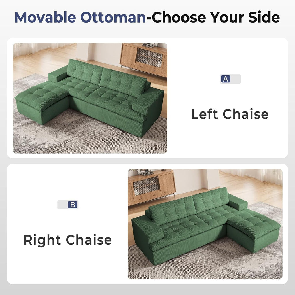 Emerald Green Modularized Sectional Sofa With Ottoman ShipItFurniture