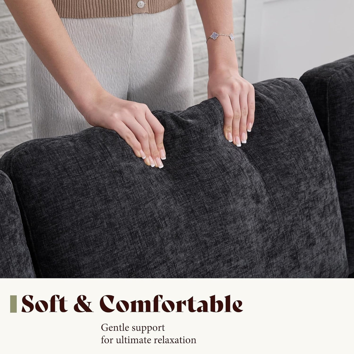 Grey Chenille 74.8 Inch Luxurious Contemporary Sofa ShipItFurniture