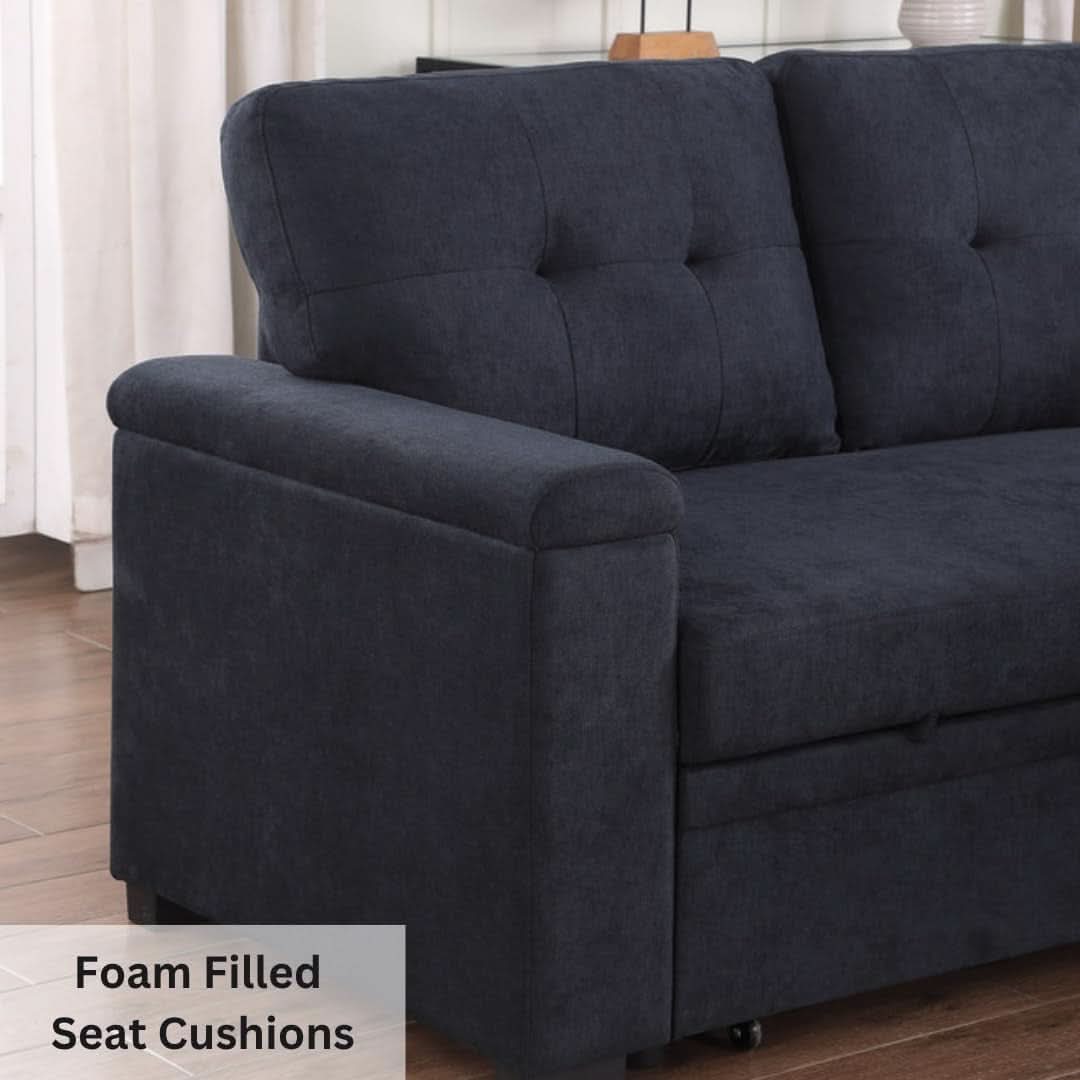85Inch Dark Gray Reversible Sleeper Sectional Sofa ShipItFurniture