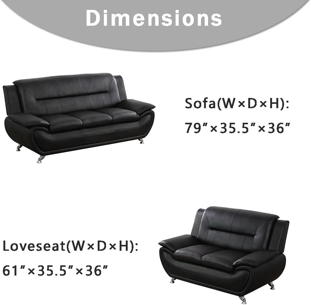 Leather Couches For Living Room Black Sofa And Loveseat Set ShipItFurniture