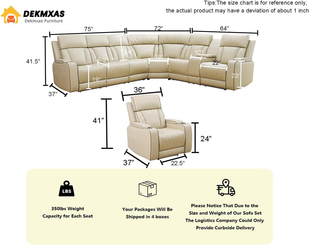 Power Reclining Sectional Sofa With Storage Console ShipItFurniture