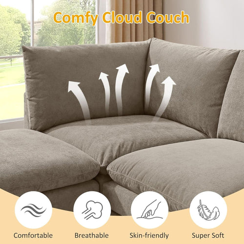 127 Inch Taupe Contemporary Modular Sectional Sofa ShipItFurniture