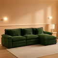 120Inch Green Modular Sectional Sofa Featuring Ottoman ShipItFurniture