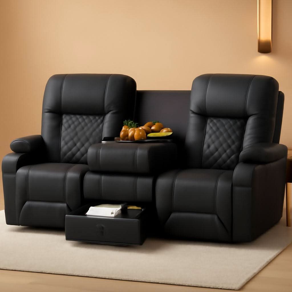 Three Seat Recliner Sofa With Flip Backrest And USB Ports ShipItFurniture