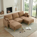 Khaki One Hundred Inch U Shaped Chenille Luxurious Couch ShipItFurniture