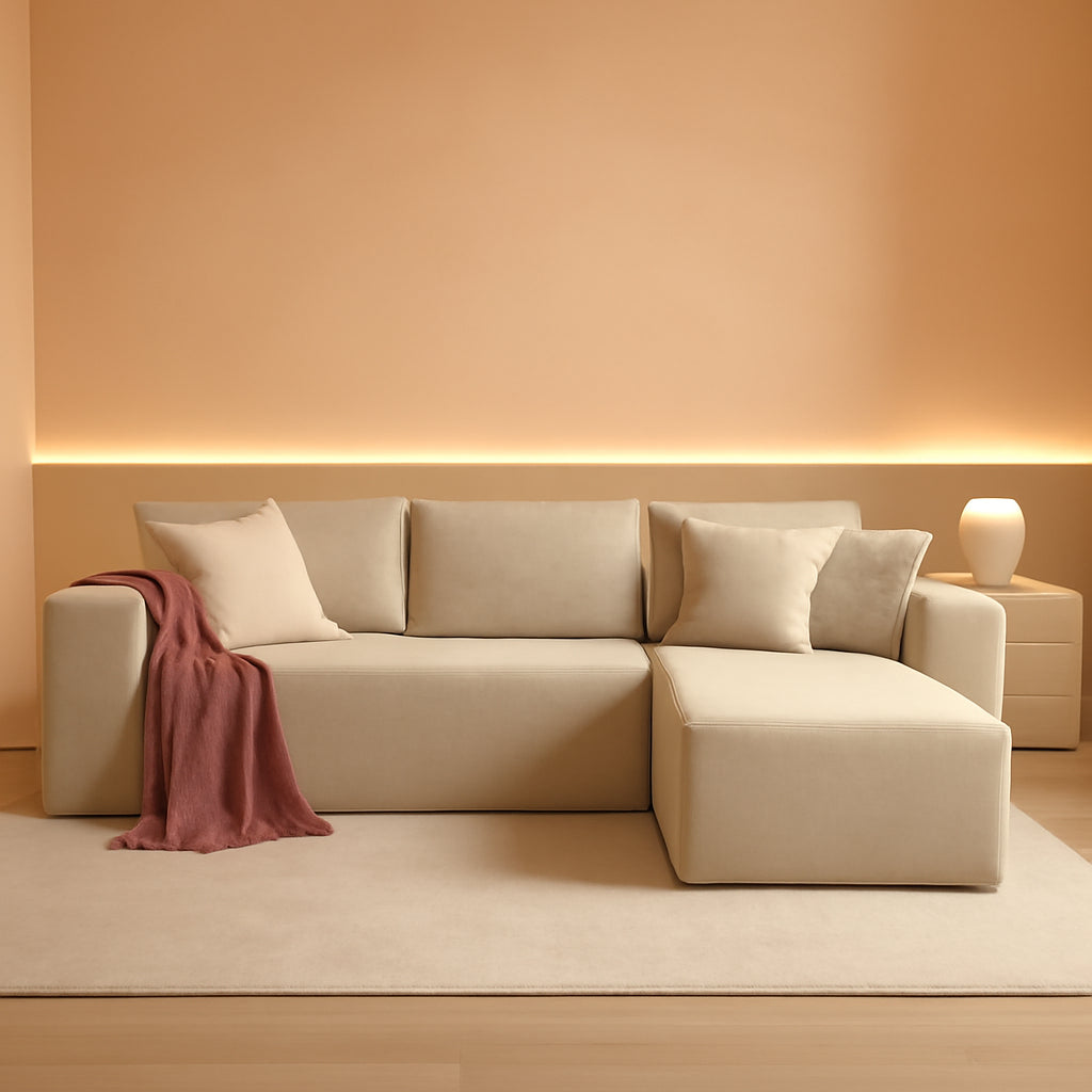 106 Inch Cloud Sectional Sofa Beige Contemporary Sofa ShipItFurniture