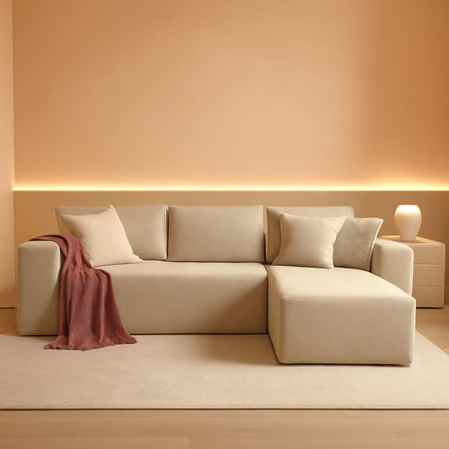 106 Inch Cloud Sectional Sofa Beige Contemporary Sofa ShipItFurniture