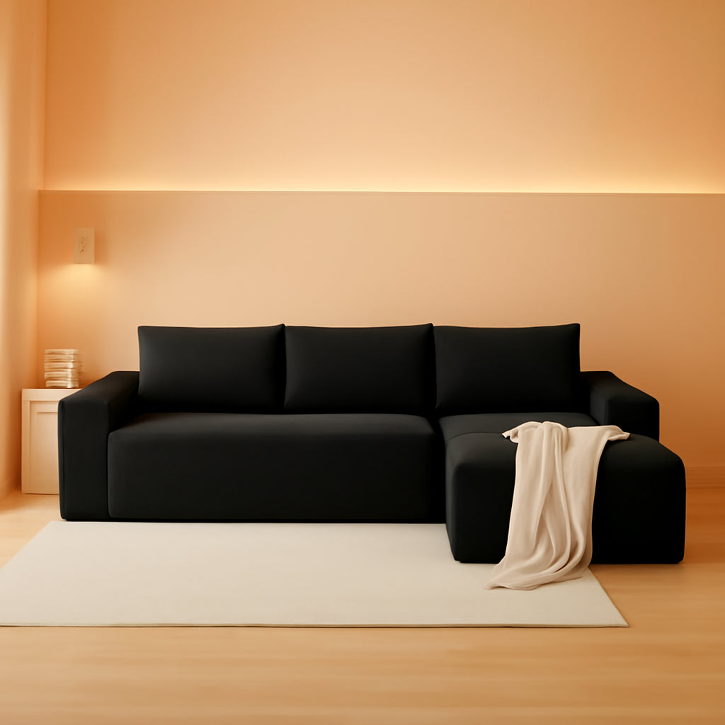 96 Inch Cloud Contemporary Sectional Sofa Charcoal ShipItFurniture