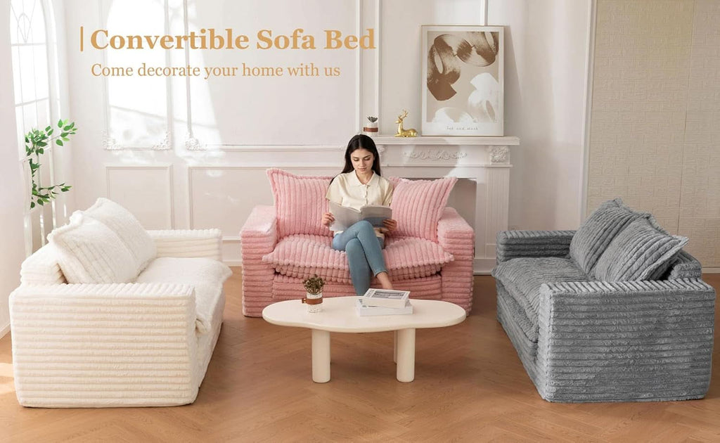 Dark Grey Interconvertible Sleeper Sofa Bed Cushions ShipItFurniture