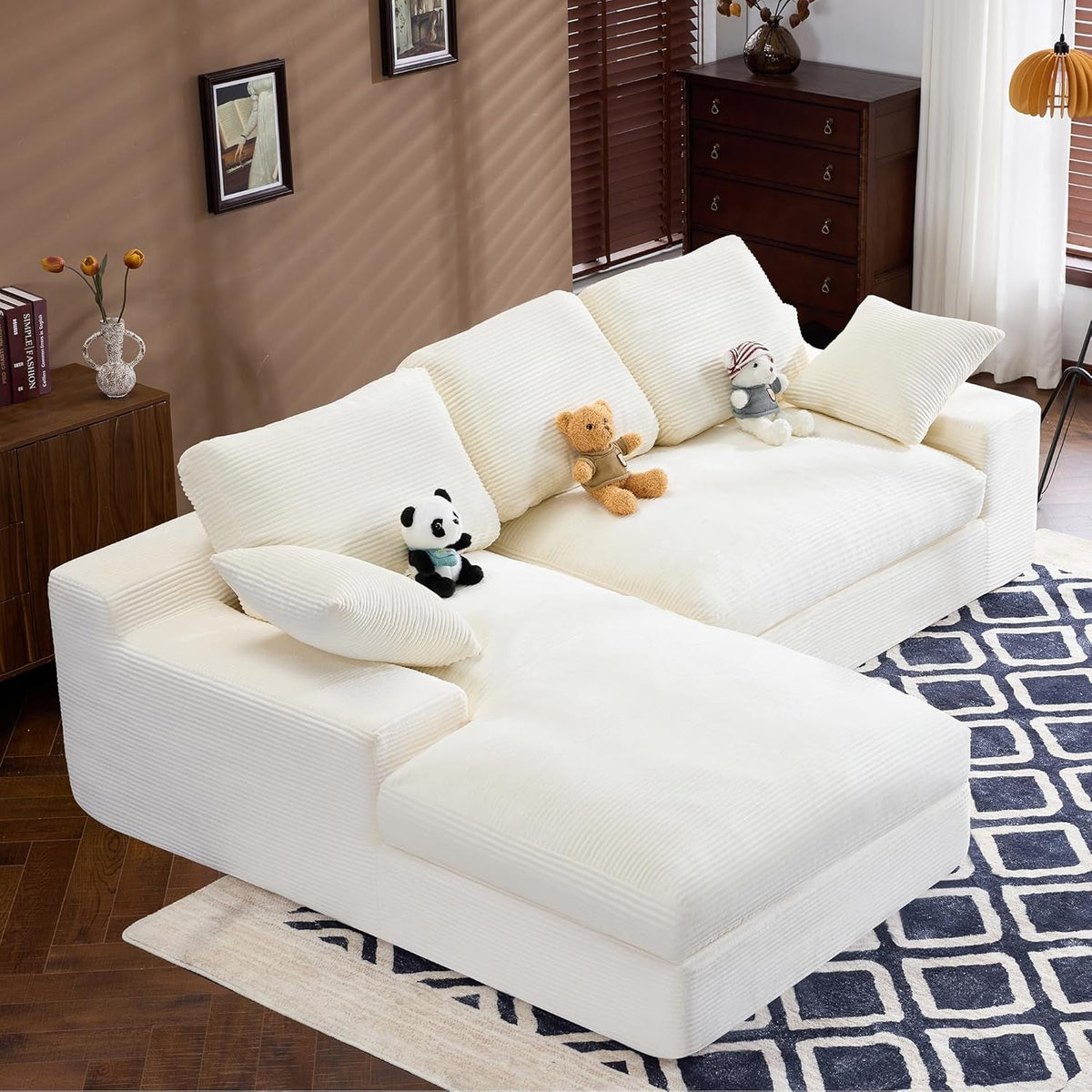 98.4Inch Cloud Modular Sectional Sofa Beige Chaise ShipItFurniture