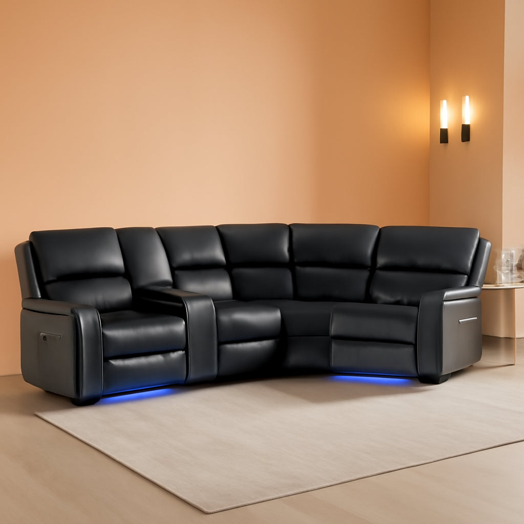 Black Motorized Reclining Sectional Sofa Featuring LED ShipItFurniture