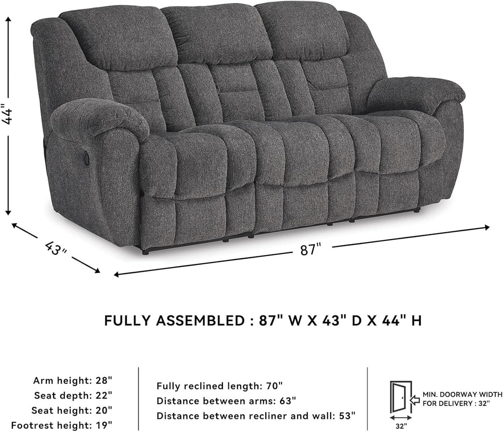 Gray Manual Reclining Sofa Stain Resistant Upholstery ShipItFurniture