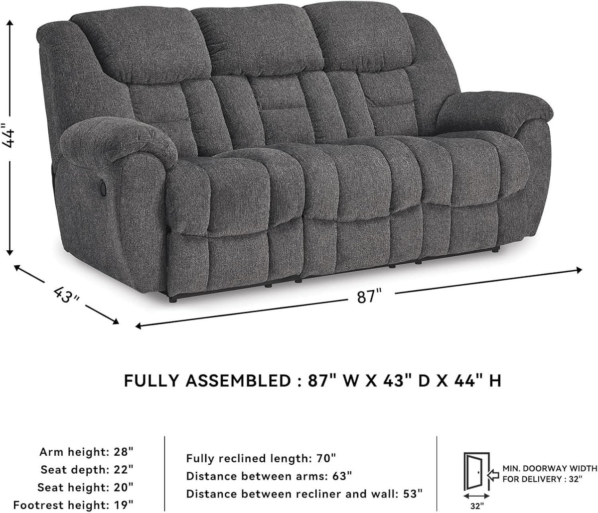 Gray Manual Reclining Sofa Stain Resistant Upholstery ShipItFurniture