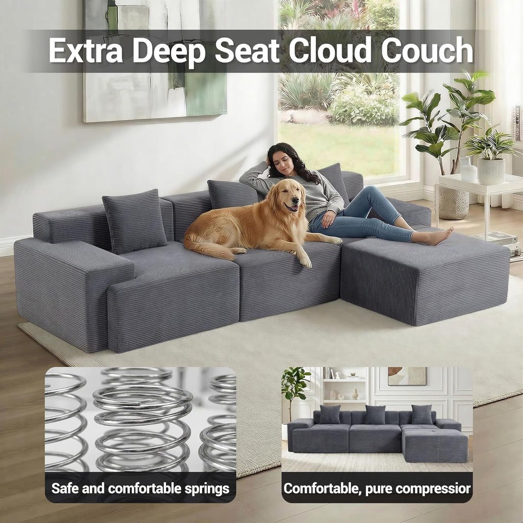 119 Inch Greyish Contemporary Modular Sectional Sofa ShipItFurniture