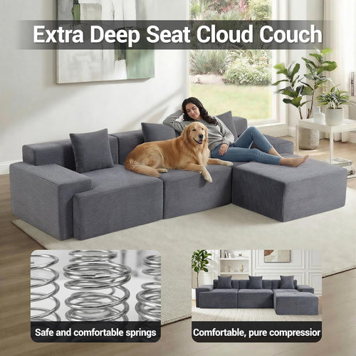119 Inch Greyish Contemporary Modular Sectional Sofa ShipItFurniture
