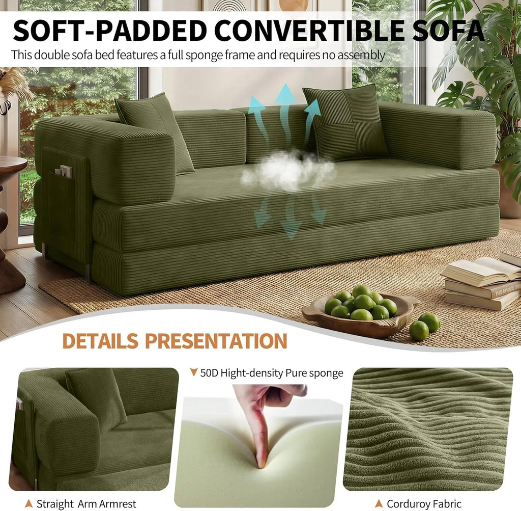 Emerald 78.8 Inches Transformable Sleeper Couch Bed ShipItFurniture