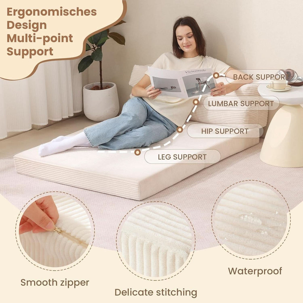 Corduroy Convertible Folding Sofa Bed With Mattress ShipItFurniture