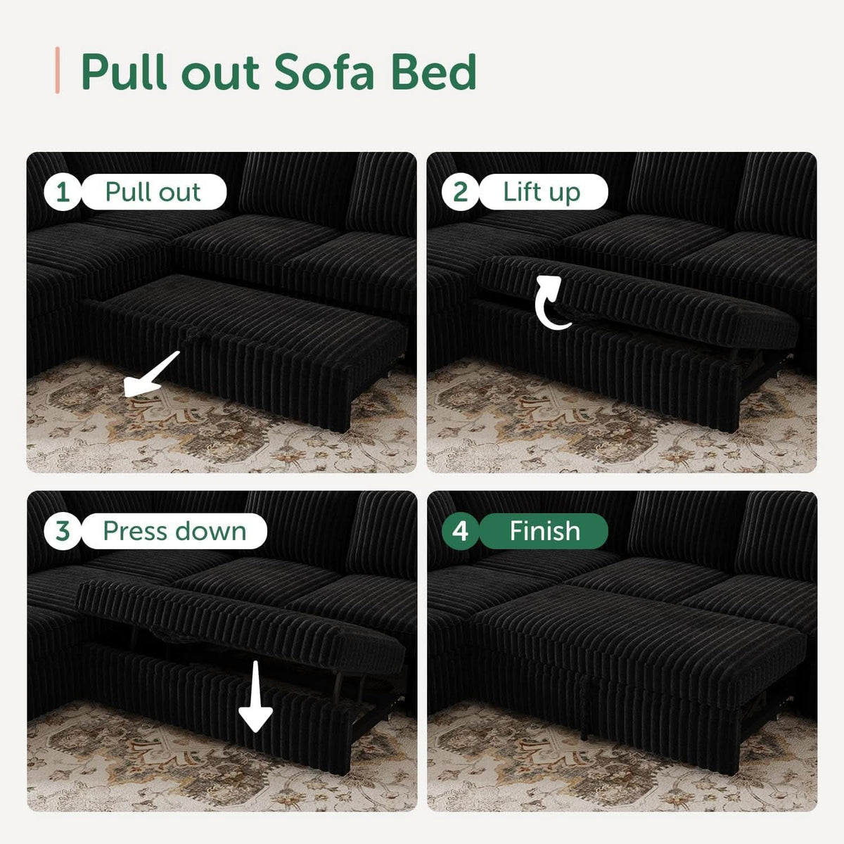 Modular Sleeper Sectional Sofa Charcoal With Storage ShipItFurniture
