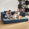 Blue Gray Large 3-In-1 Folding Bean Bag Couch Sofa Bed ShipItFurniture