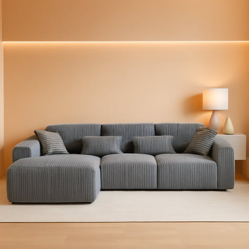 108 Inch Cloud Sectional Sofa Grey Ultra Soft Chenille ShipItFurniture