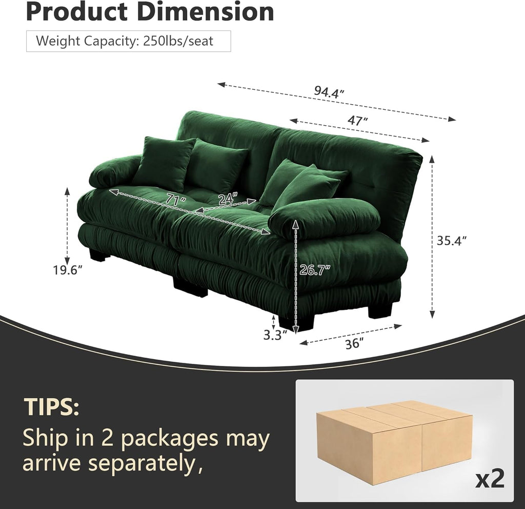 Green Chenille Modular Sectional Sofa Ultra Comfort ShipItFurniture