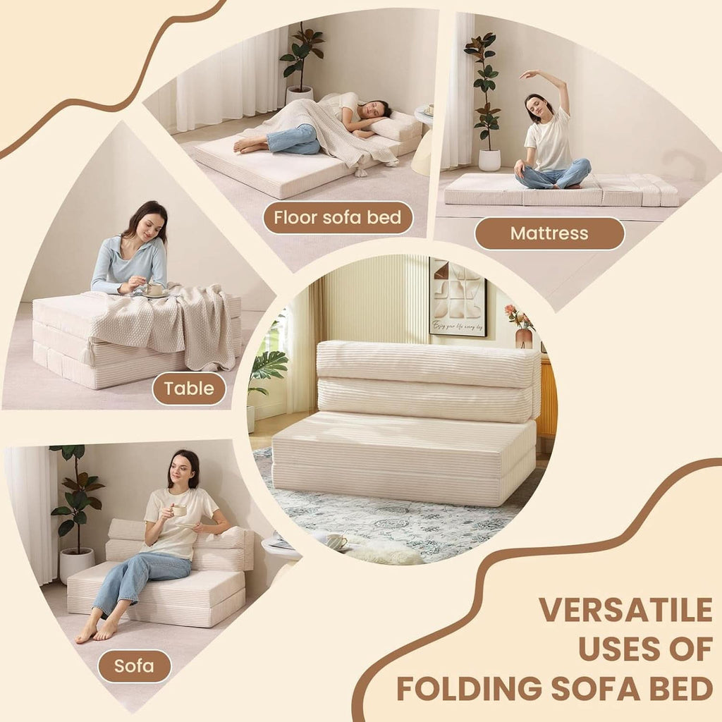 Corduroy Convertible Folding Sofa Bed With Mattress ShipItFurniture