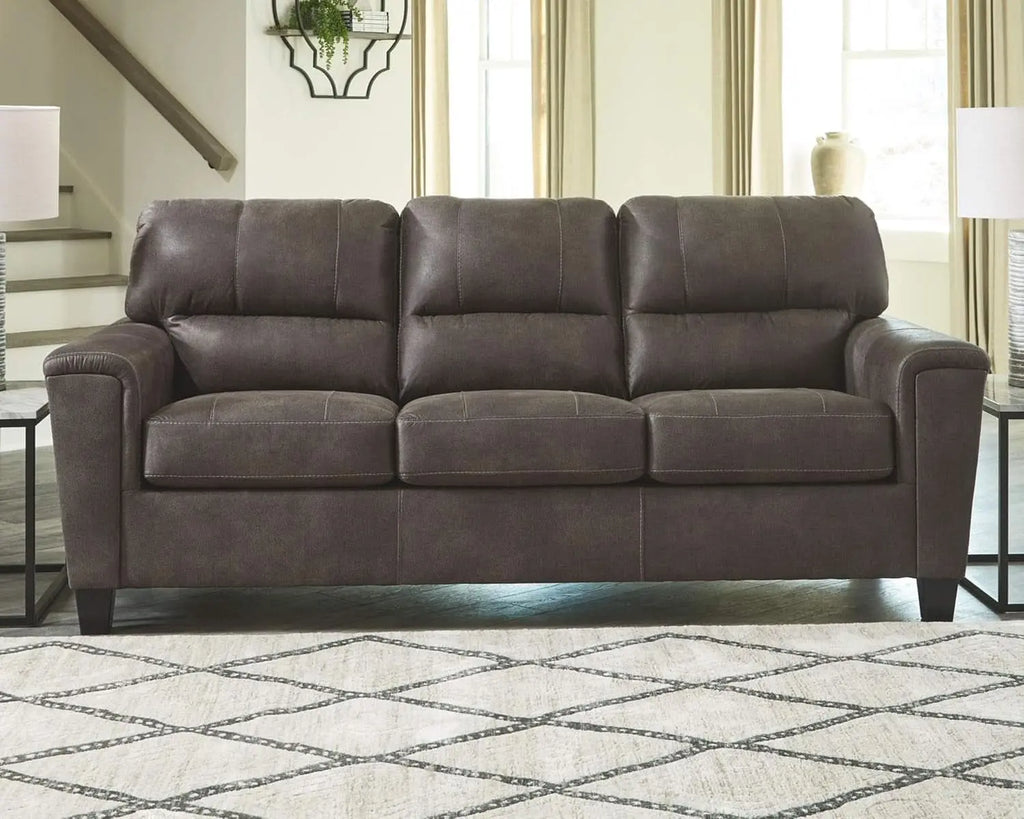 Queen Faux Leather Contemporary Sleeper Couch Gray ShipItFurniture
