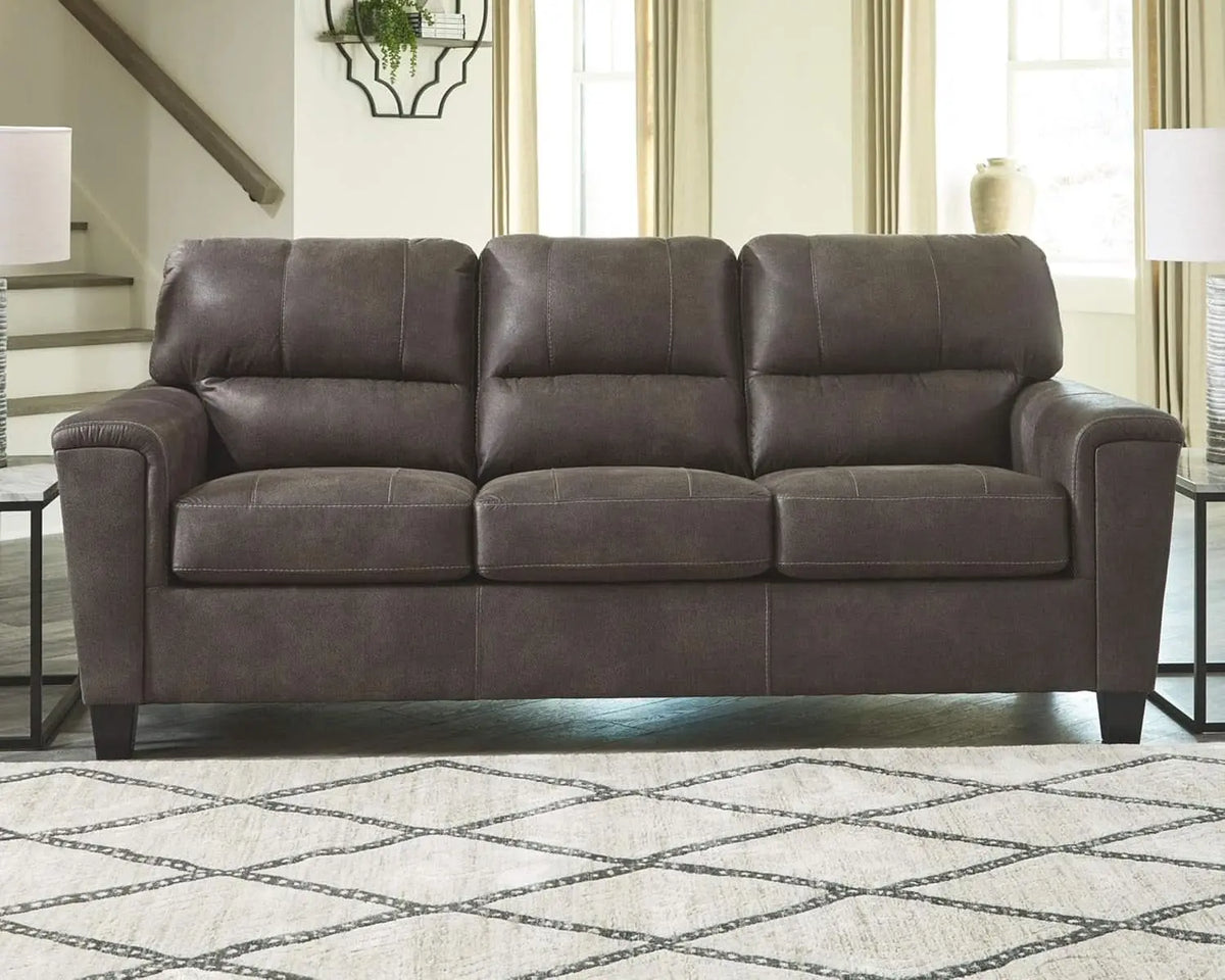 Queen Faux Leather Contemporary Sleeper Couch Gray ShipItFurniture