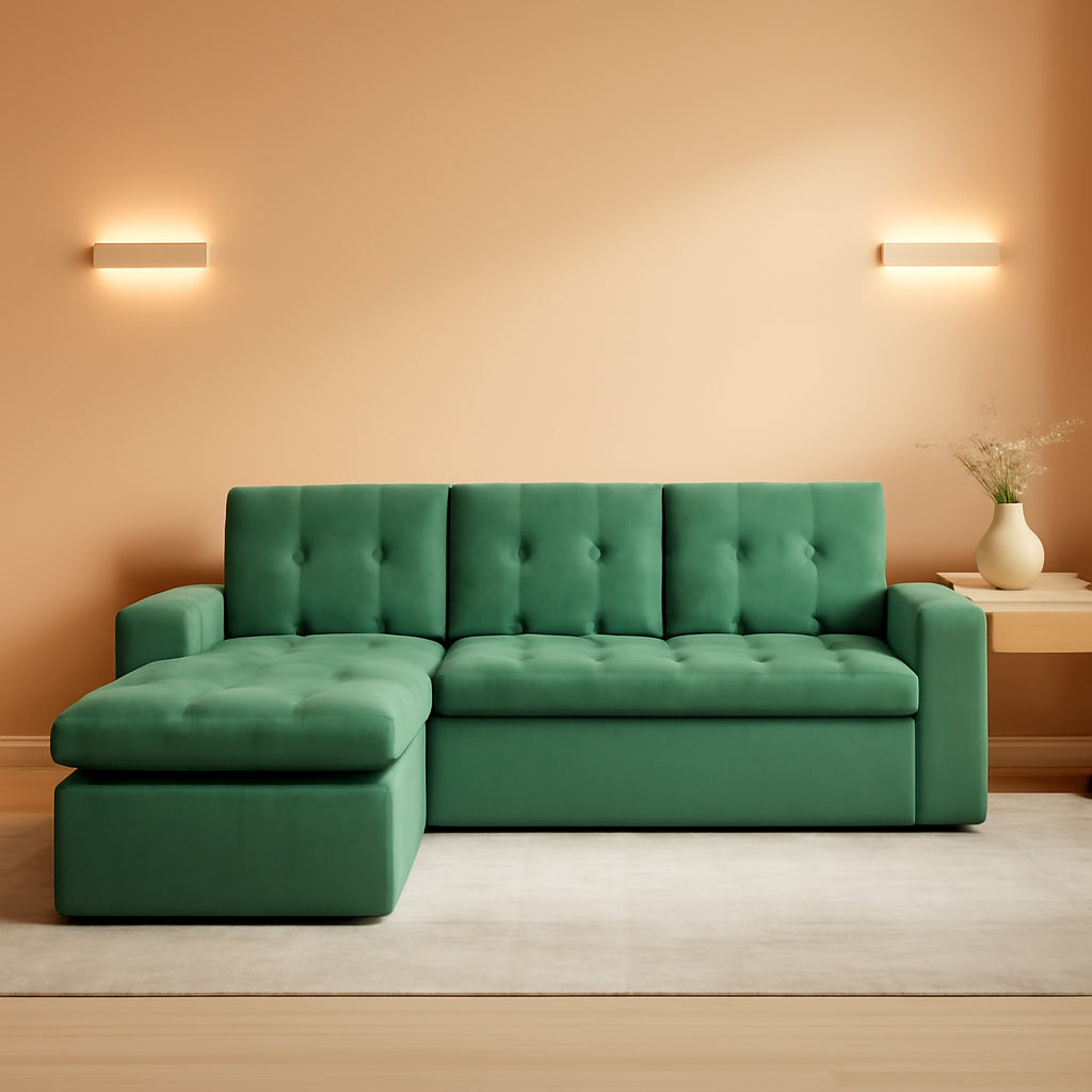 Emerald Green Modularized Sectional Sofa With Ottoman ShipItFurniture
