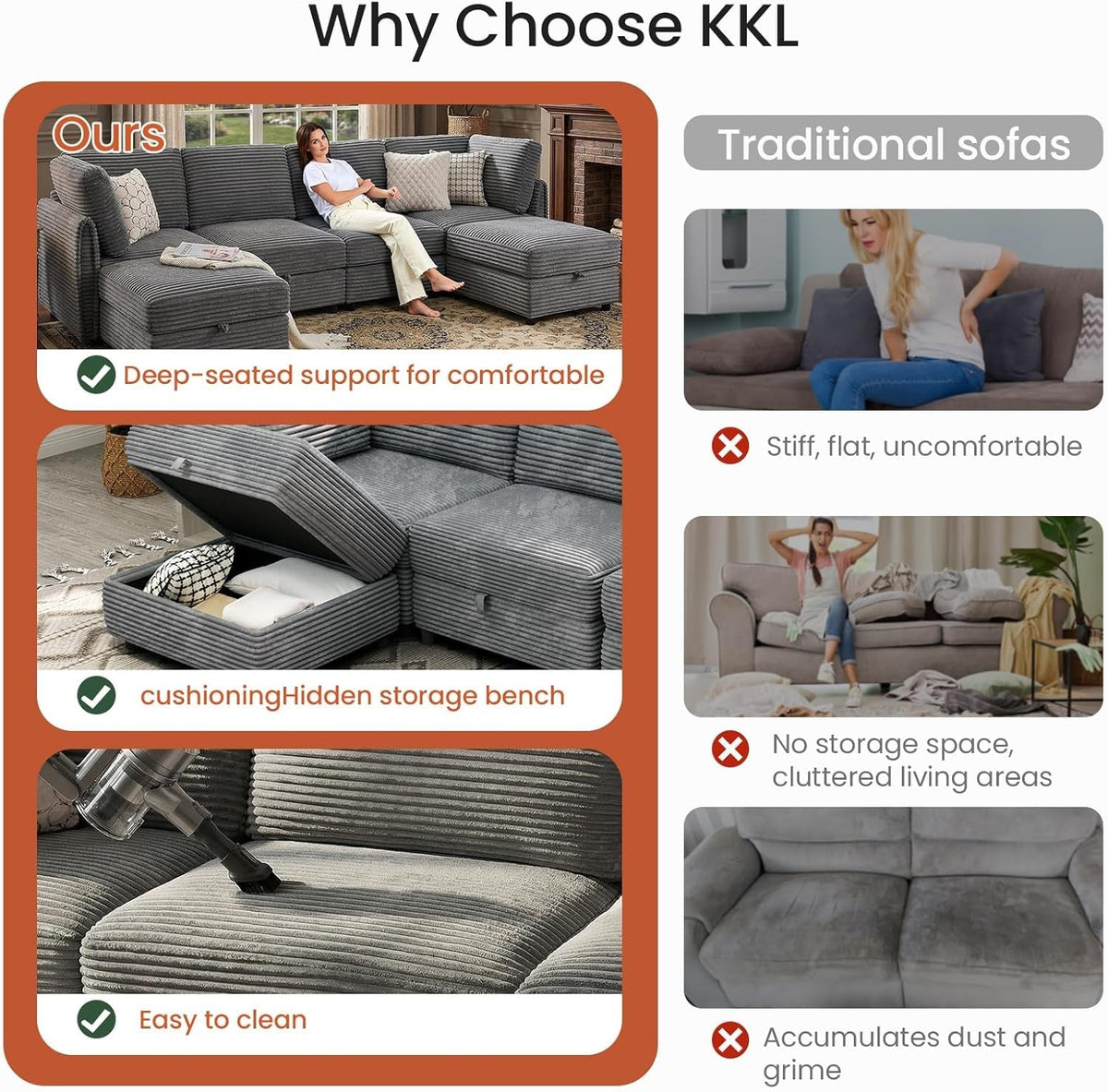 Gray Modular Sectional Sofa With Hidden Compartment ShipItFurniture