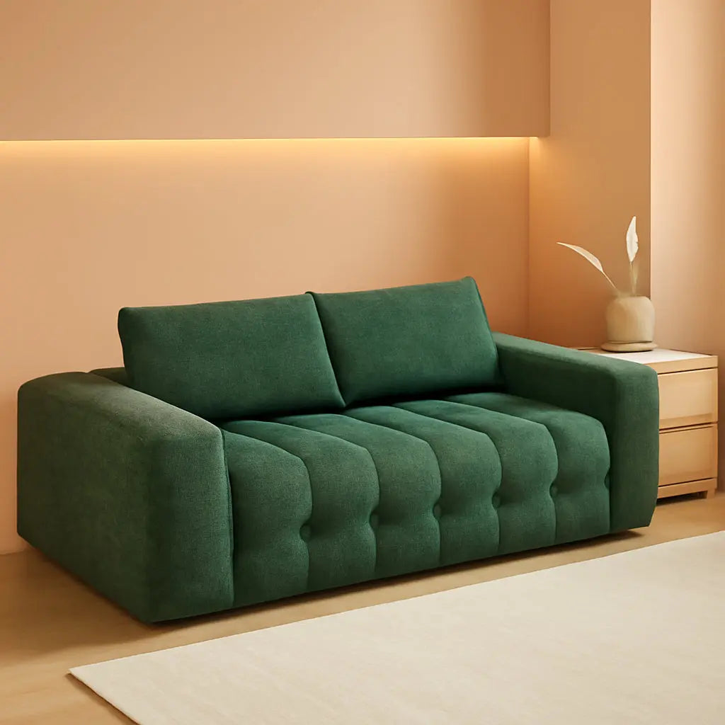 76 Inch Oversized Dark Emerald Velvet Chenille Couch ShipItFurniture